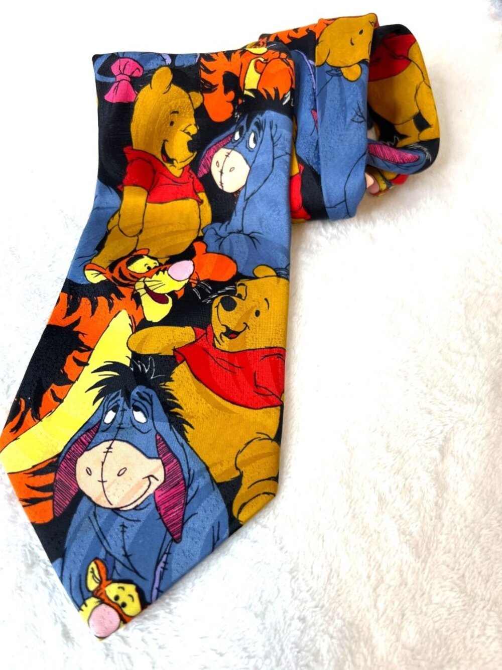 Vintage Pooh & Friends Necktie Eeyore Tigger Disney Tie Exquisite Apparel FLAW